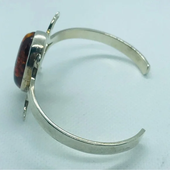Sterling Silver Amber Cuff Bracelet
